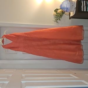Coral prom dress with sequin detailing